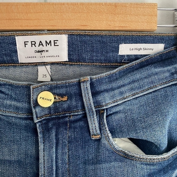 FRAME Le High Skinny Rae Slit Stud Jeans - Picture 7 of 9